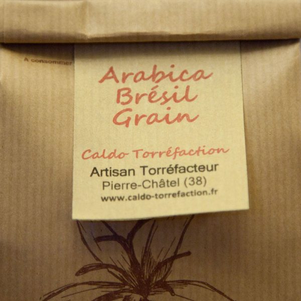 étiquette du café Arabica du Brésil en grain