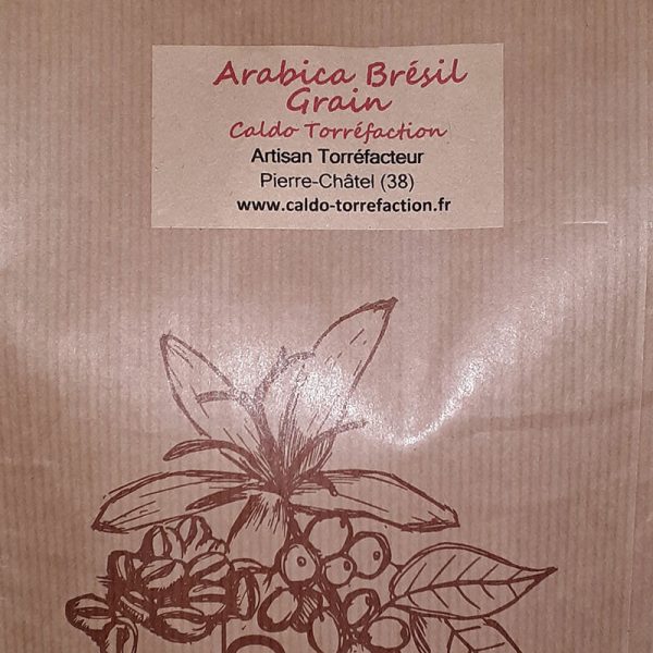 étiquette du café Arabica du Brésil en grain